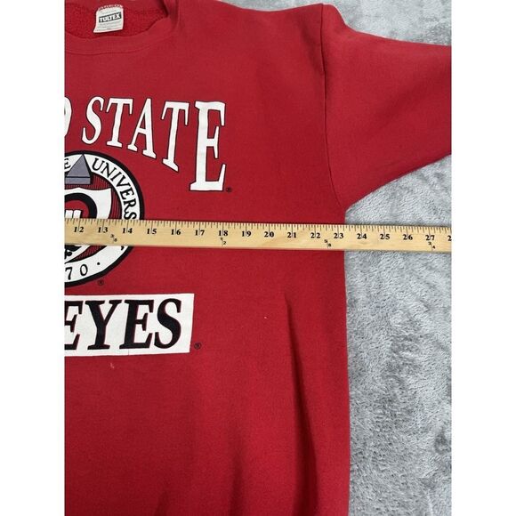 Vintage 90s Ohio State Buckeyes Pullover Sweatshirt Men's Size 2XL XXL Red - Picture 9 of 11